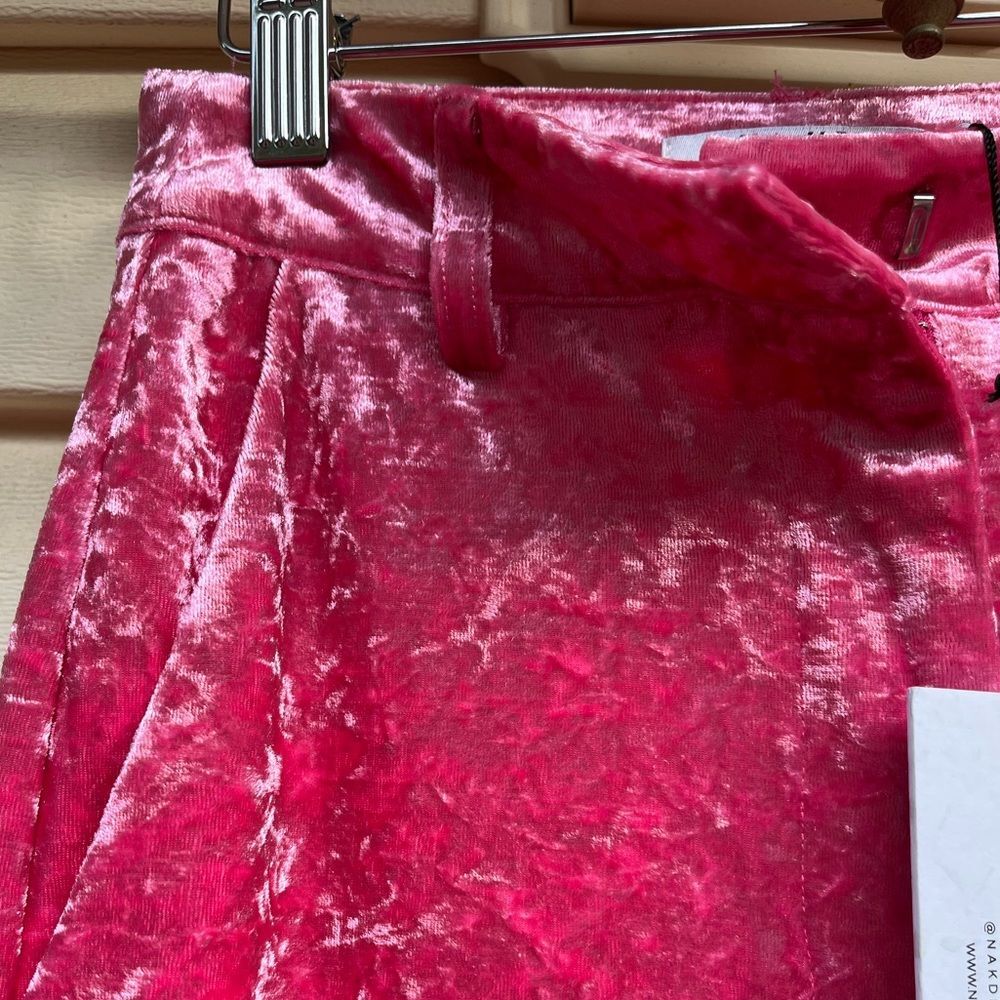 NWT NA-KD Bright Pink Crushed Velvet Suit Pants Size EU32 (See measurements) - Picture 4 of 12